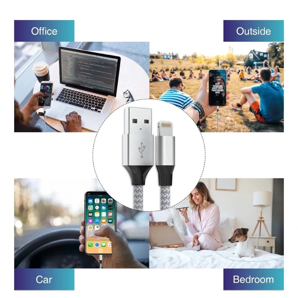Braided USB-A to Lightning Charging Cable